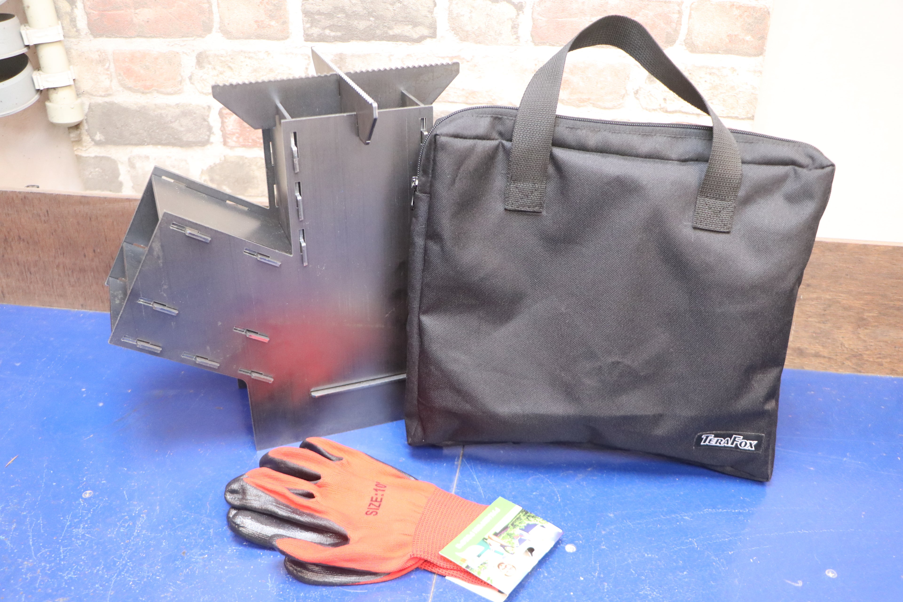 Rocket stove. Metal 3 mm (0.12 in.) + bag and gloves