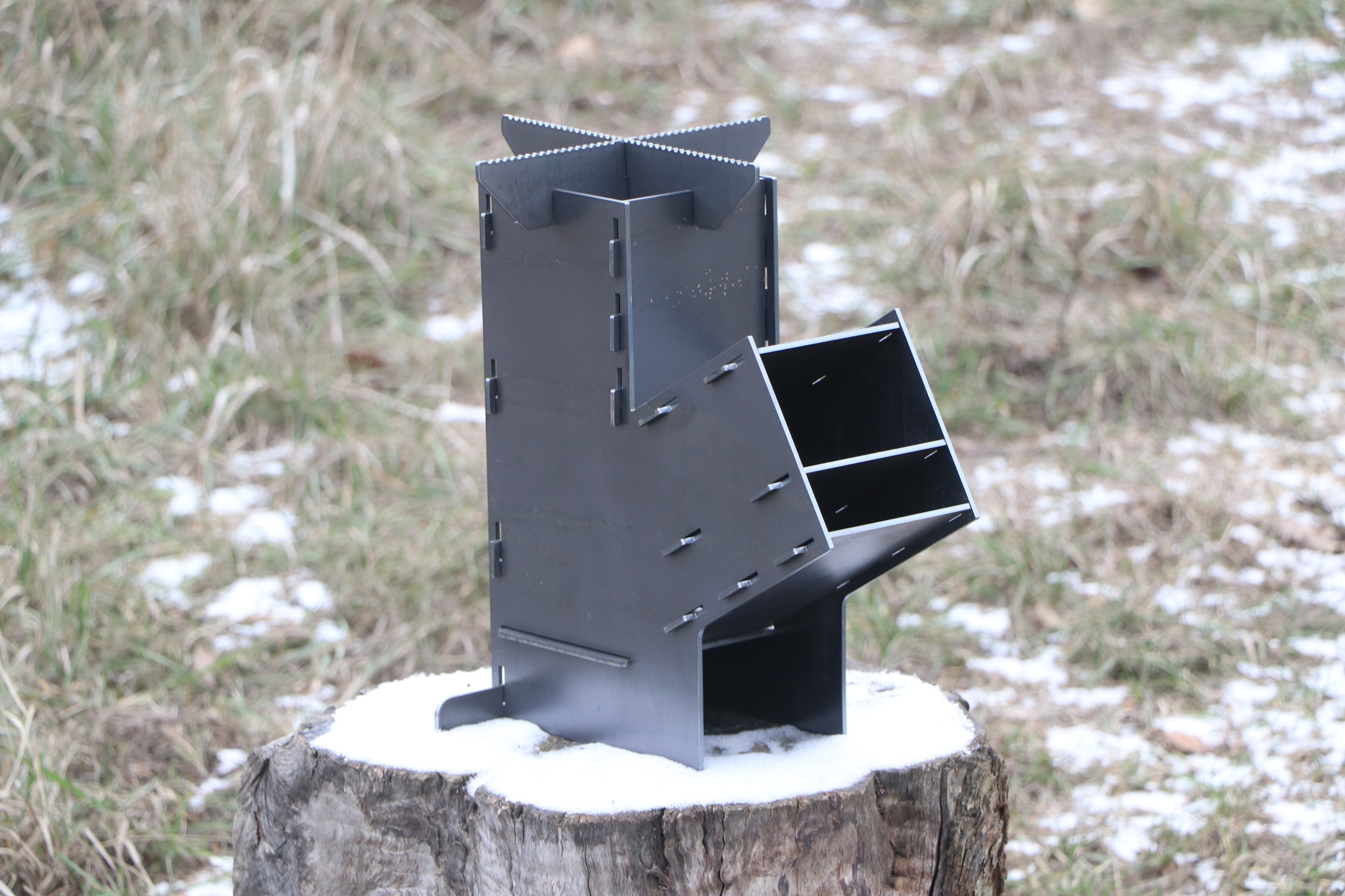 Rocket stove. Metal 3 mm (0.12 in.) + bag and gloves