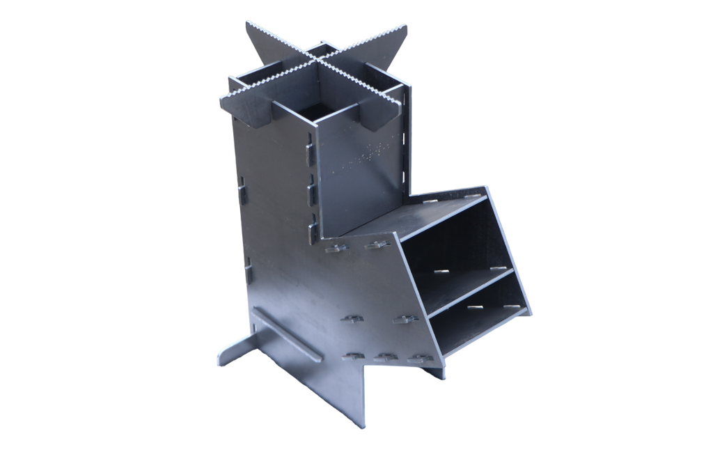 Rocket stove. Metal 3 mm (0.12 in.) + bag and gloves