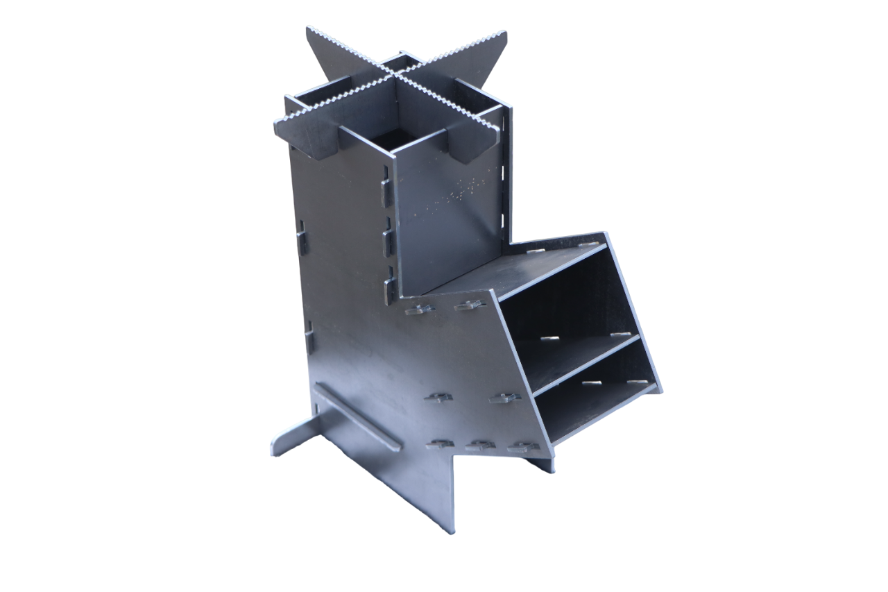 Rocket stove. Metal 3 mm (0.12 in.) + bag and gloves