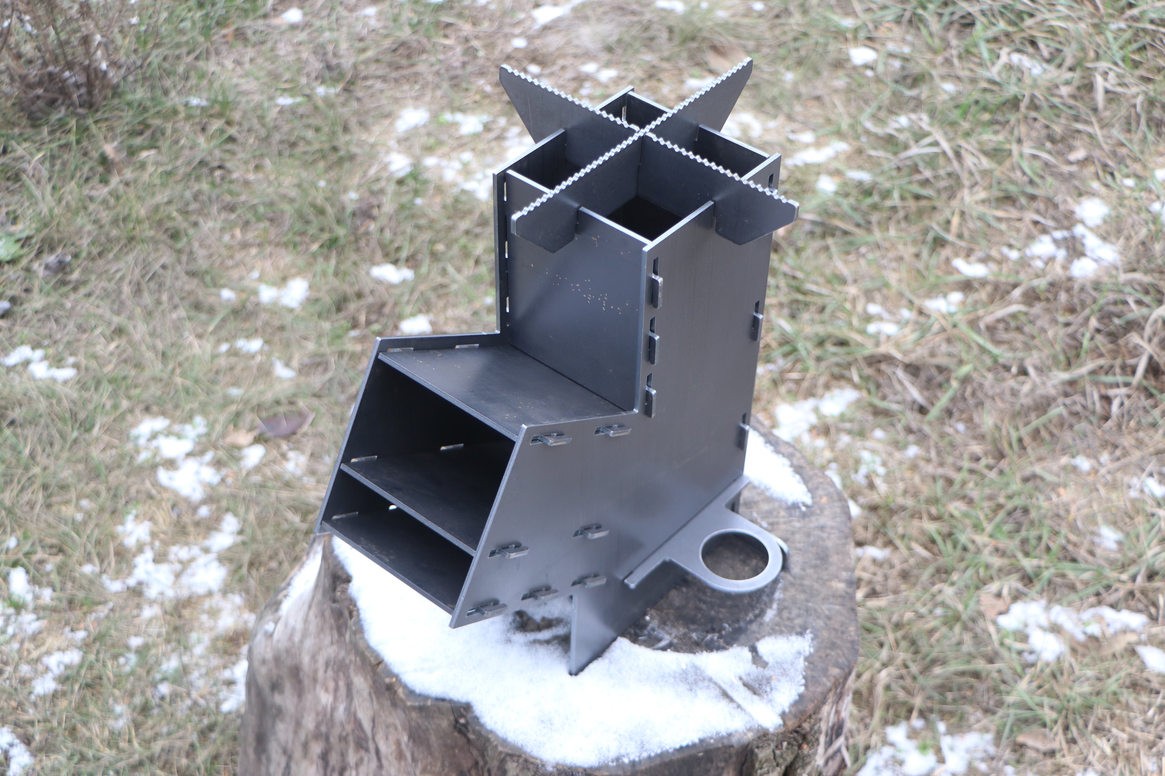 Rocket stove. Metal 3 mm (0.12 in.) + bag and gloves