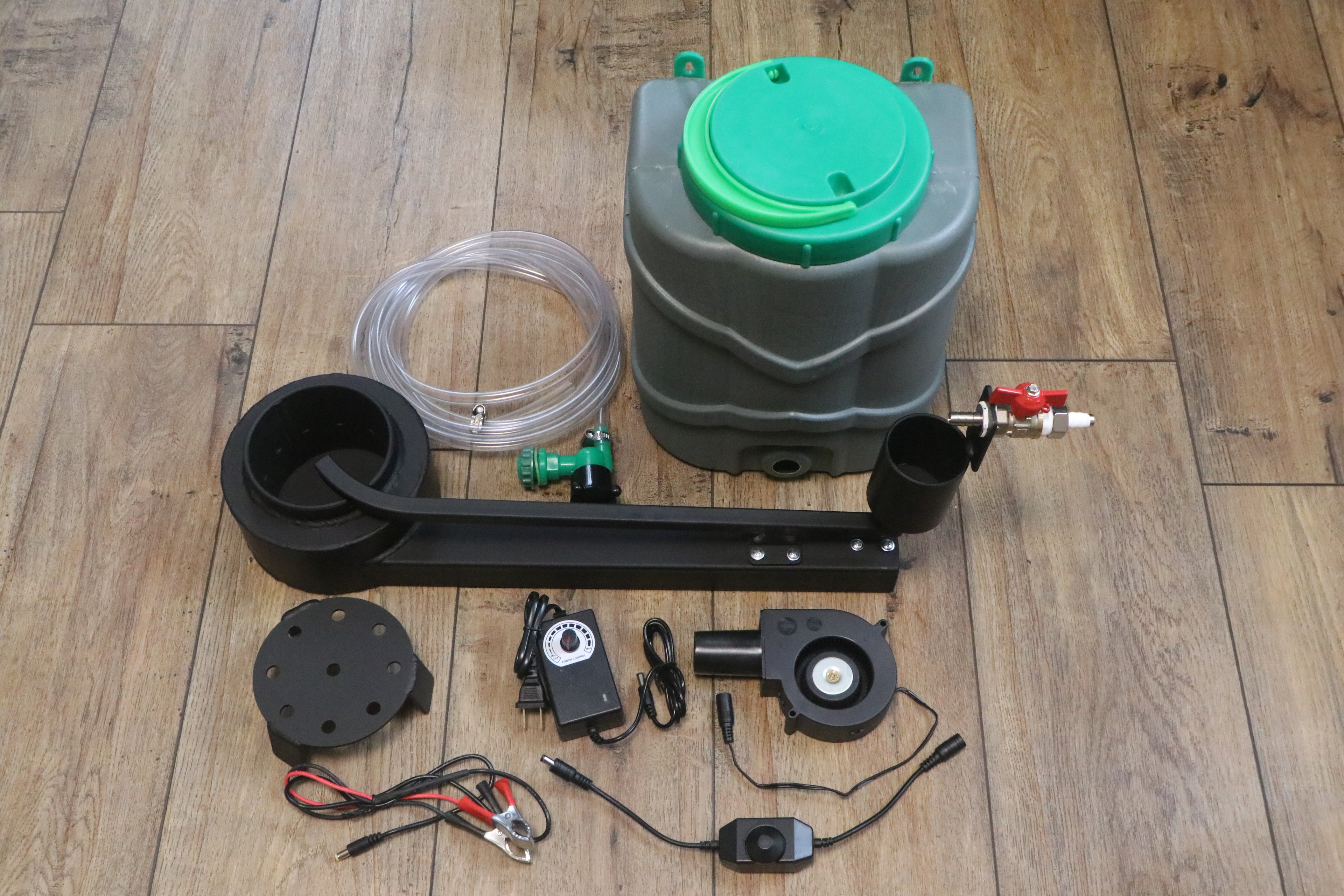 A 15 kW waste oil burner kit with two fans included