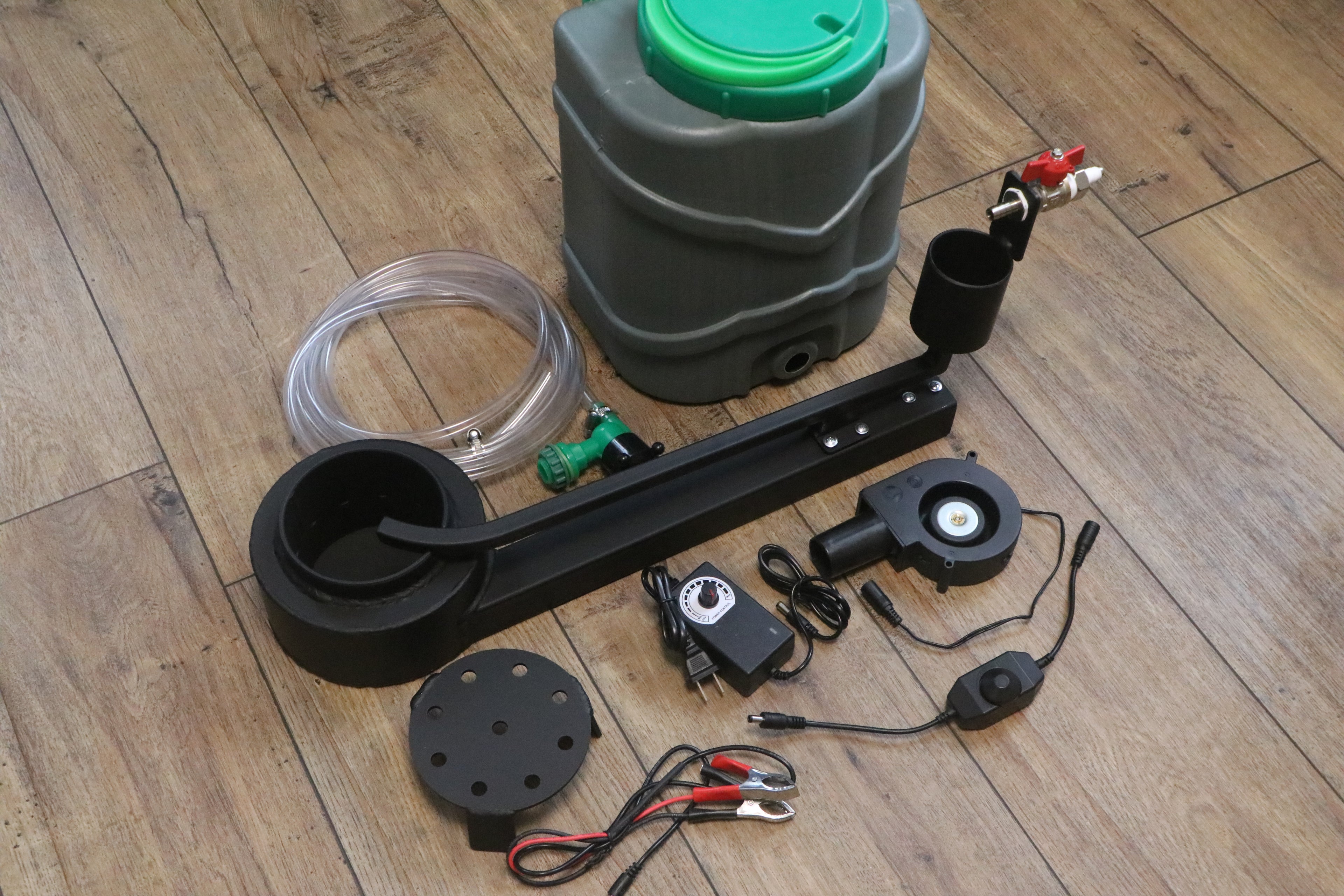 A 15 kW waste oil burner kit with two fans included