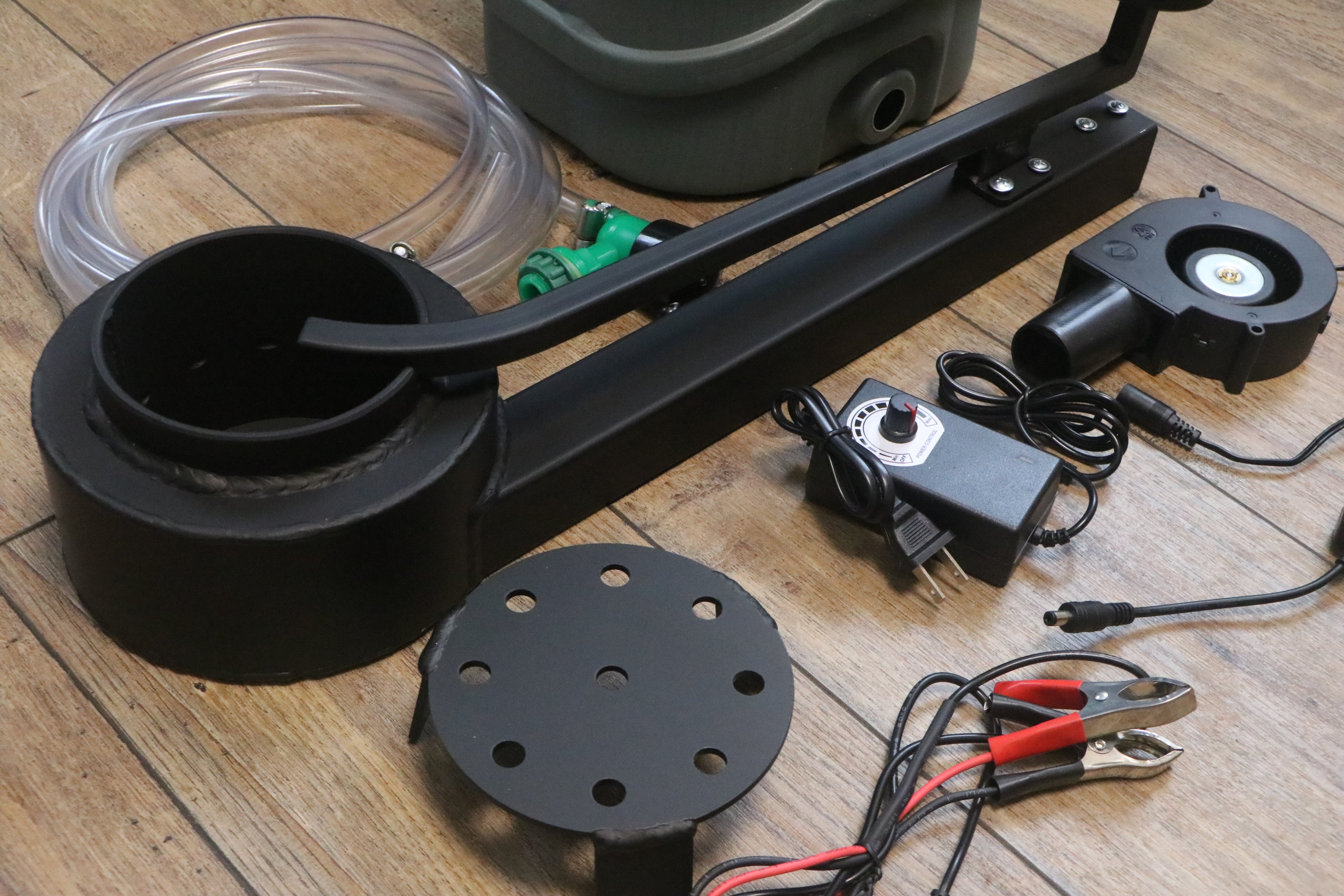 A 15 kW waste oil burner kit with two fans included
