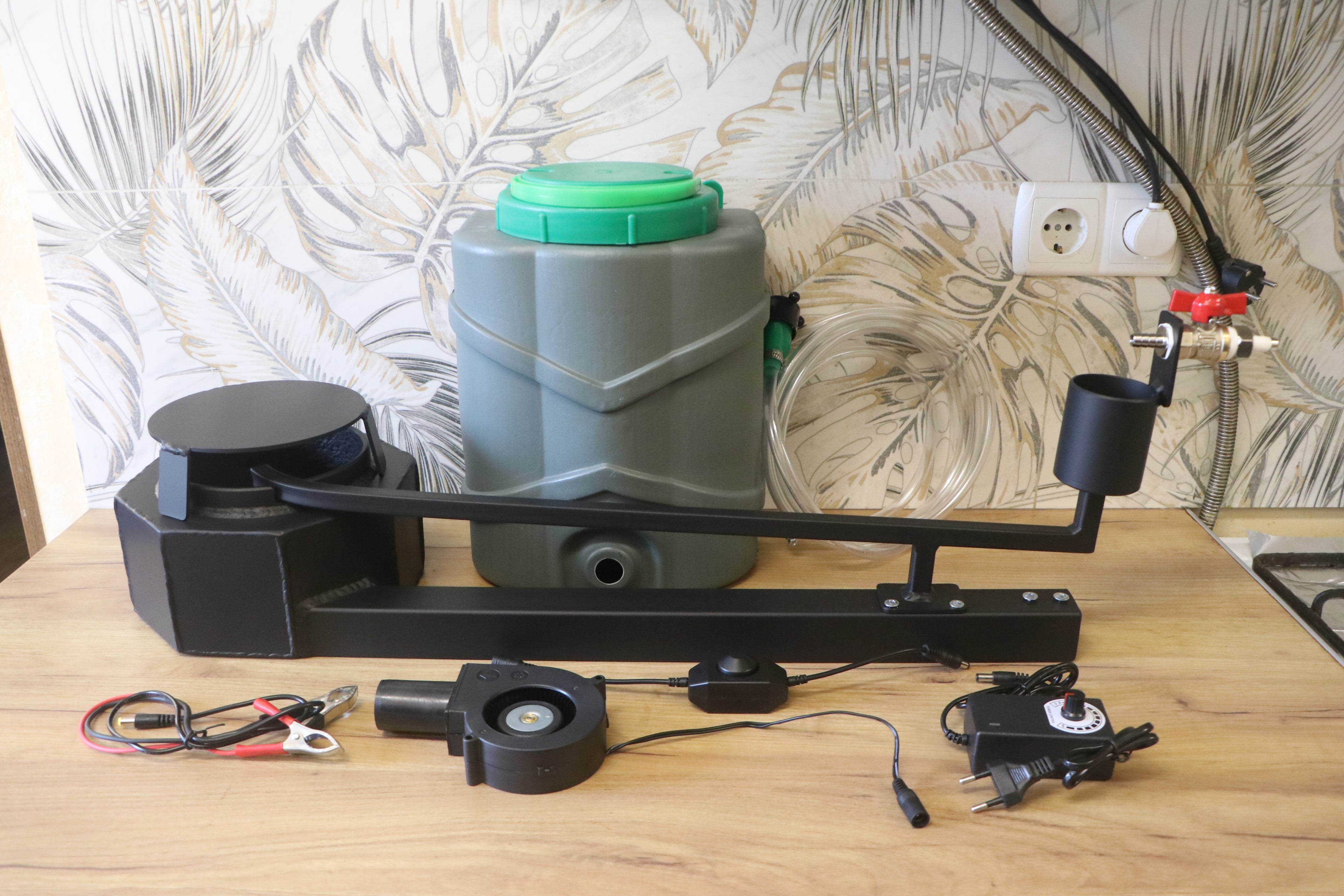 A complete 25 kW waste oil burner kit with a 600mm/ 23.62in