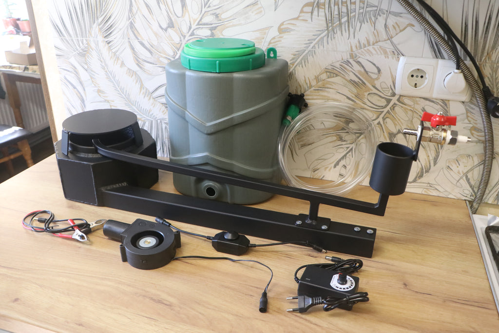 A complete 25 kW waste oil burner kit with a 7000mm/ 27.55in