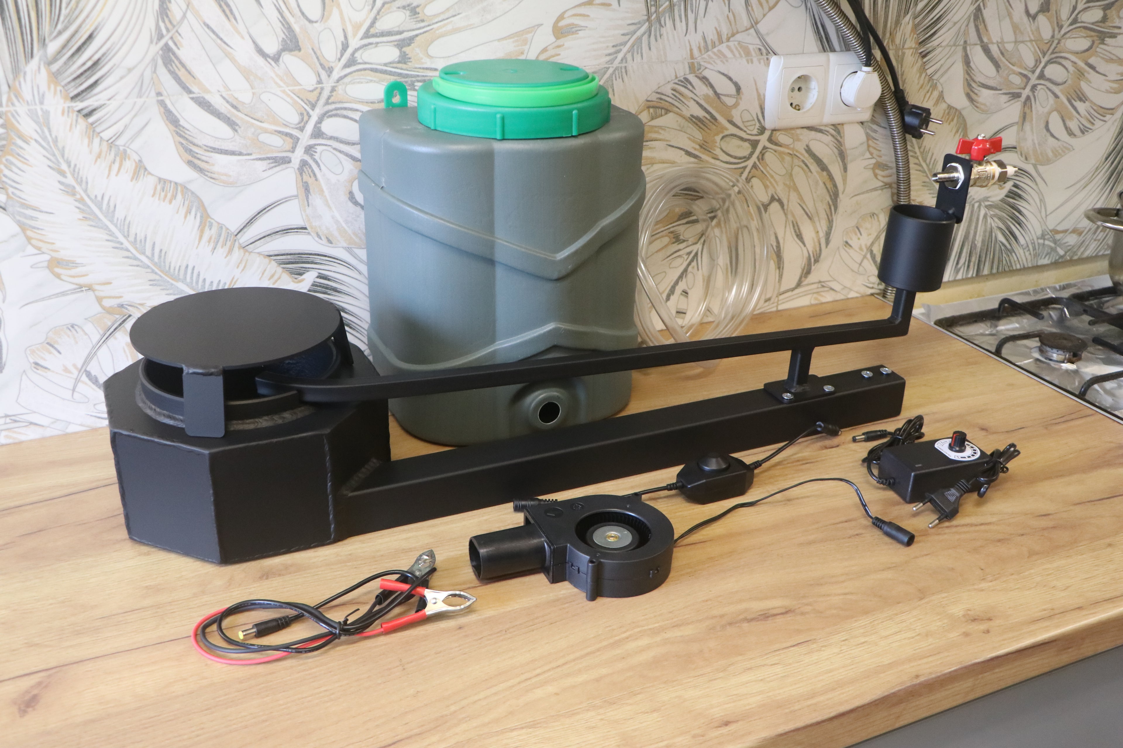 A complete 25 kW waste oil burner kit with a 500mm/ 19.68in